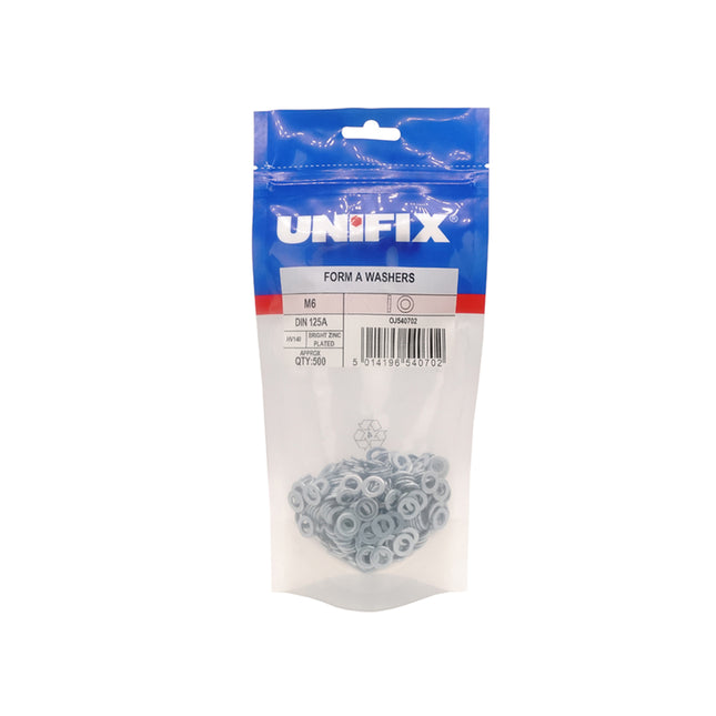 Unifix Form A Washers DIN 125A Hv140 Bright Zinc Plated - M8 (8.4) (Box of 1750)