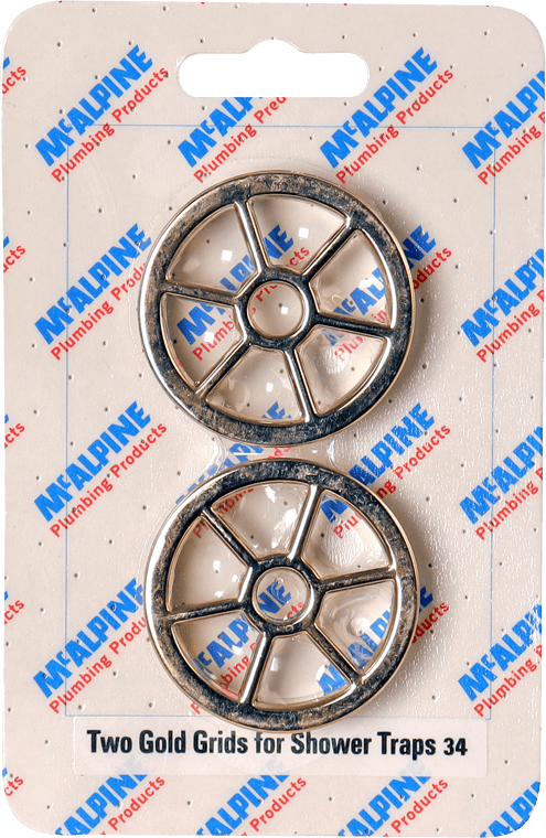 McAlpine CARD-34 Two Gold Plated Grids For Shower Traps - STWGR-GP x 2