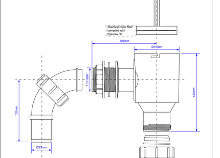 McAlpine R40 1¼" Complete Screened Tank Overflow Connector