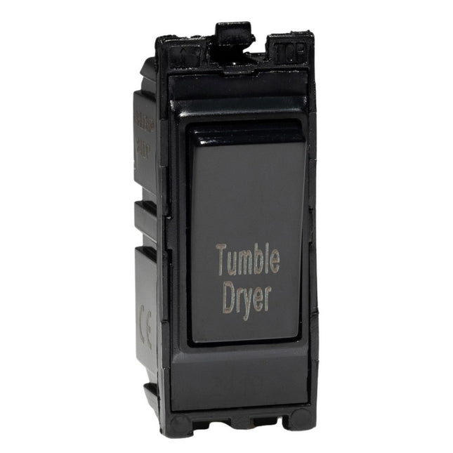 Varilight 20A 1-Way Double Pole Switch 'Tumble Dryer' Black