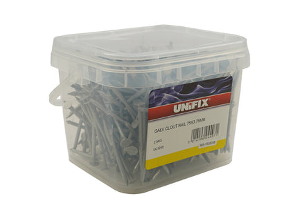 Unifix Galvanised Clout Nails 2.5Kg Tubs - 100mm x 4.50 (Box of 4)