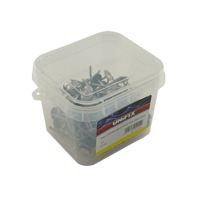 Unifix Galvanised Spring Head Roof Nails 1Kg Tubs - 65mm x 3.35 (Box of 4)