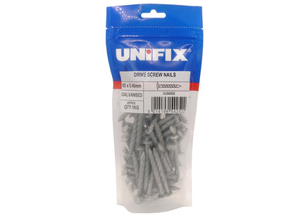 Unifix Galvanised Cone Head Drive Screw Nails - 100 x 5.40mm (1Kg Bag) (Box of 5)