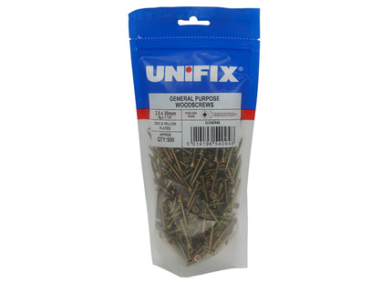 Unifix General Purpose Chippy Woodscrews Pozi Countersunk Head ZYP CE - 5.0 x 50mm (Box of 900)