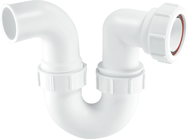 McAlpine TT10 75mm Water Seal Running Tubular 'P' Trap with 1½" Multifit Outlet and plain spigot end for connection to a waste disposal unit