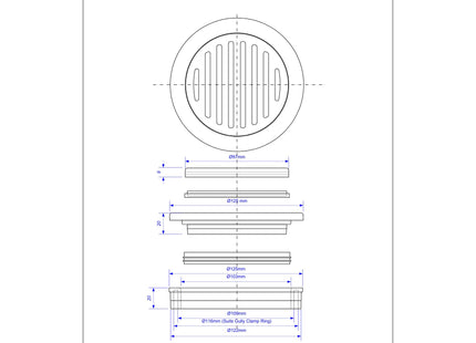 McAlpine 125mm Polished Stainless Steel Grating FGTR125TOP