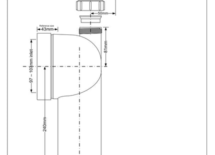 McAlpine WC-CON8V 90° Bend Adjustable Length Rigid WC Connector with 1¼" Universal Vent Boss