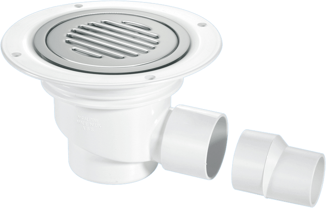 McAlpine TSG1SS-SL-NSC 75mm Water Seal Trapped Gully, Clamp Ring and Cover Plate, 2" Horizontal Outlet and 2" x 1½" Socket Reducer