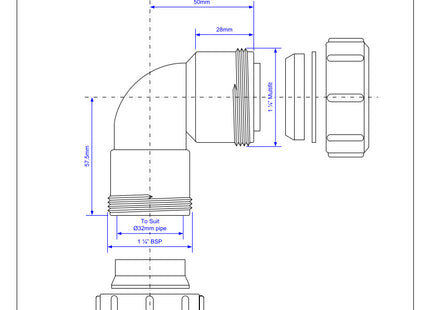 McAlpine MS4-ISO 1¼" x 32mm 90° Multifit Bend - Multifit x European Pipe Size