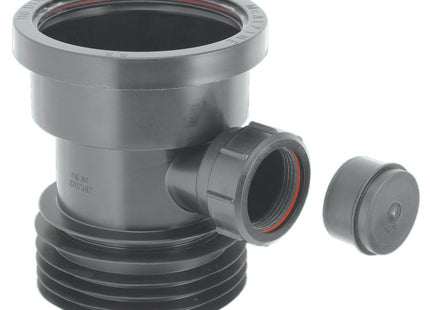 McAlpine DC1-BL-BO Black 4"/110mm Drain Connector with Boss