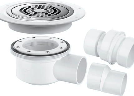 McAlpine TSG52-ANTI/LIG Two-Piece 50mm Water Seal Trapped Gully, Clamp Ring and Cover Plate, 2" Horizontal Outlet and 2" x 1½" Socket Reducer