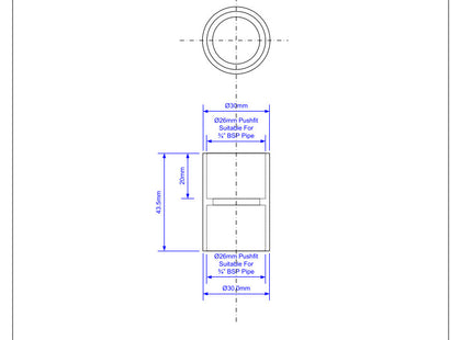 McAlpine R1 ¾" Straight Overflow Connector