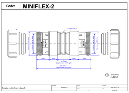 McAlpine MINIFLEX-2 1½" x 1½" universal compression connection Short Miniflex Flexible Connectors