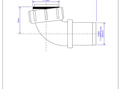 McAlpine T5 1½" Pushfit 90° Knuckle Overflow Bend x BSP Coupling Nut