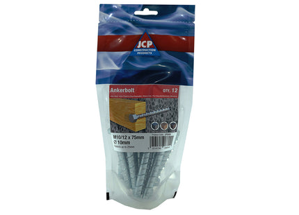 JCP Fixings Ankerbolts Hexagon Head Bright Zinc Plated - 10/12 x 130mm (Box of 30)