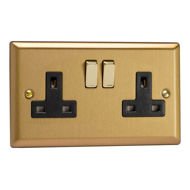 Varilight 2-Gang 13A Double Pole Switched Socket Black