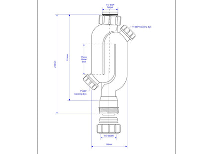 McAlpine X10A 75mm Water Seal Straight Through Trap with Multifit Outlet and Two Cleaning Eyes