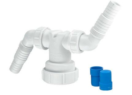 McAlpine V33WM Twin Connector for plumbing two domestic appliance discharge hoses into Standpipe Trap (Dishwasher & Washing Machine)