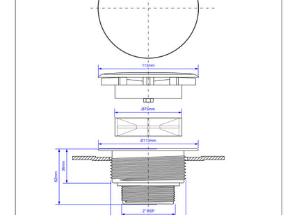 McAlpine SWHF6-WH High Flow Shower Waste: 110mm White Plastic Plain Cover Flange x 56mm Tail: Top Access: Backnut Model