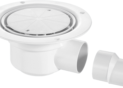 McAlpine TSG50WH 50mm Water Seal Trapped Gully, Clamp Ring and Cover Plate, 2" Horizontal Outlet and 2" x 1½" Socket Reducer