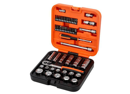 Bahco S51MC3H 3/8in Drive Standard and Deep Socket & 1/4in Bit Set, 51 Piece - S51MC3H - Perfect for Mechanics