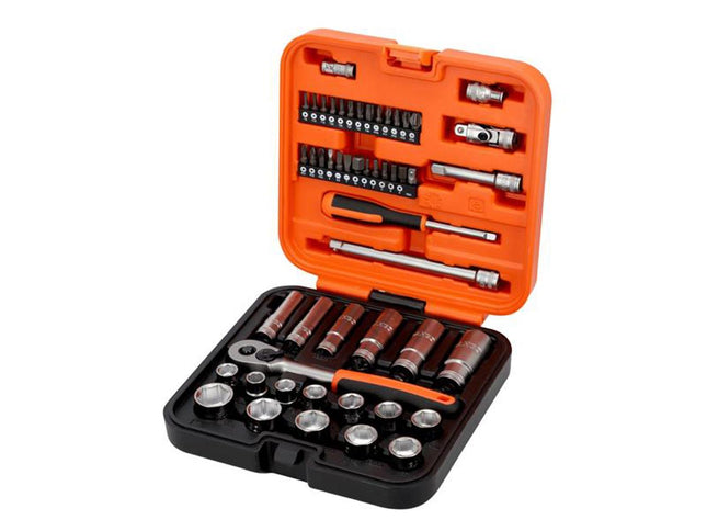 Bahco S51MC3H 3/8in Drive Standard and Deep Socket & 1/4in Bit Set, 51 Piece - S51MC3H - Perfect for Mechanics
