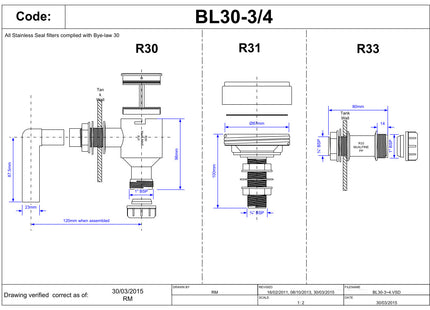 McAlpine BL30-3/4 ¾" BL30 Kit Complete comprising R30, R31 and R33 Fittings