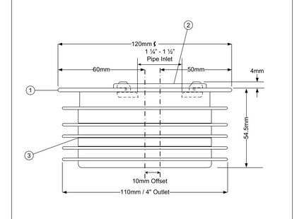 McAlpine DC2BL-OS Black 4"/110mm Offset Drain Reducer Connector