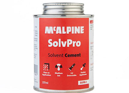 McAlpine SolvPro Solvent Cement (237 ml) + Nebo Slim Mini UV Torch