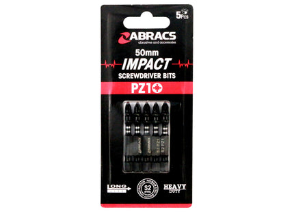 Abracs Impact Screw Driver Bit Pz2 (5Pc) - 50mm (Box of 5)