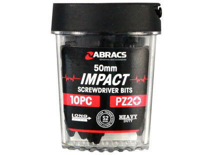 Abracs Impact Screw Driver Bit Pz2 (10Pc) - 50mm (Box of 5)