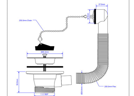 McAlpine Chrome Plated Combined Sink Waste and Overflow 1.5'' FSW2PP