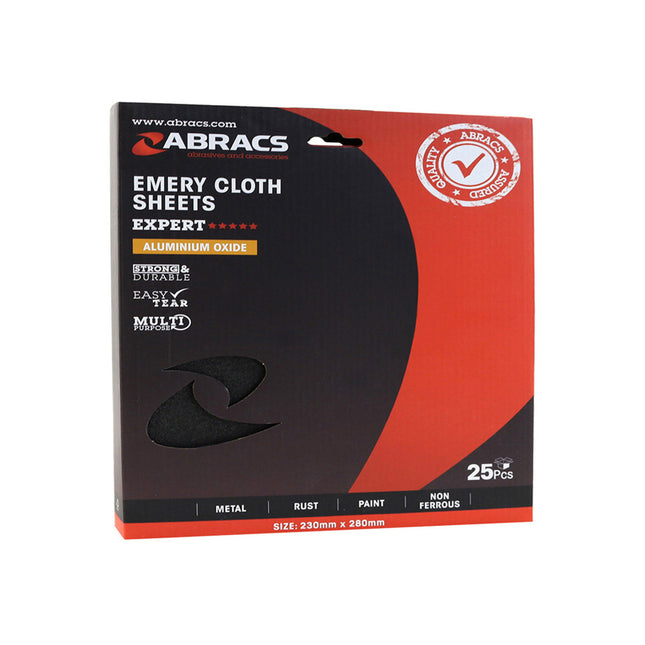 Abracs Emery Sheets - 230 x 280mm (9 x 11") x 280 Grit (Box of 25)