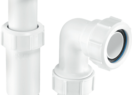 McAlpine ASA10 75mm Water Seal Adjustable Inlet Tubular Swivel 'P' Trap with Multifit Outlet