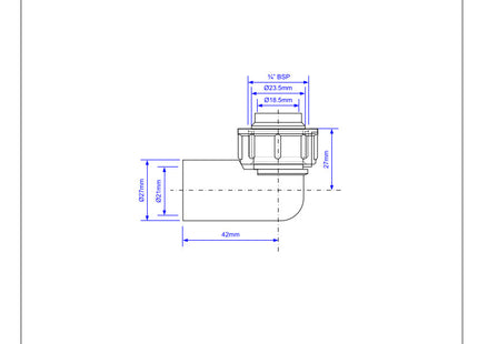 McAlpine R8A ¾" 90° Female Overflow Coupling with loose nut