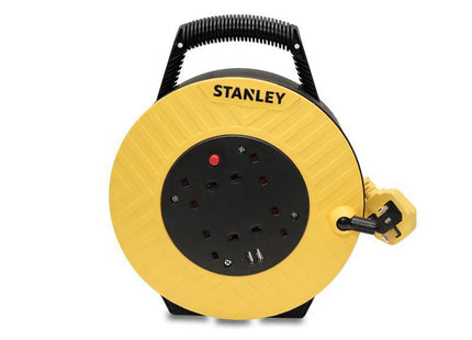Stanley Electrical Semi-Enclosed Cable Reel 240V 13A 4-Socket + 2 Usb 7.5M