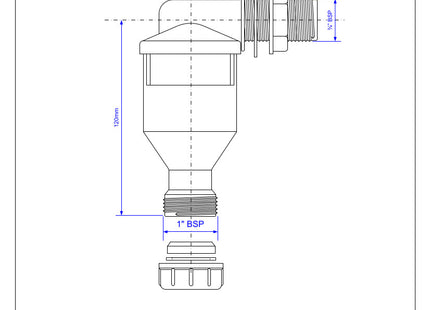 McAlpine TUN-3CP One Piece Side Inlet Tun Dish with ¾" Inlet x 19/23mm Universal Outlet