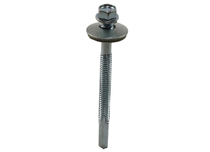 JCP Fixings Metalfix High Thread Self-Drilling Screws Heavy Section 19mm Washer Bright Zinc Plated - 5.5 x 105mm (Box of 100)