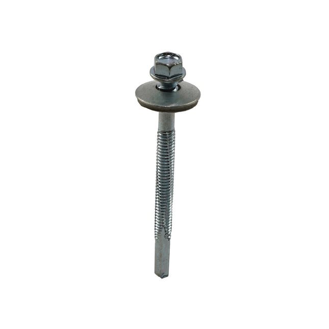 JCP Fixings Metalfix High Thread Self-Drilling Screws Heavy Section 19mm Washer Bright Zinc Plated - 5.5 x 105mm (Box of 100)
