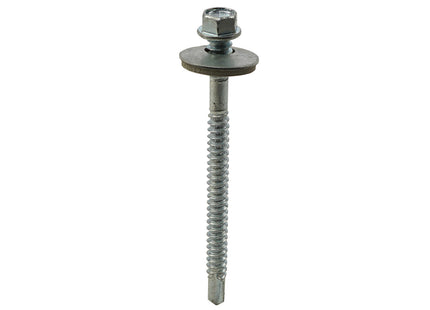 JCP Fixings Metalfix High Thread Self-Drilling Screws Light Section 19mm Washer Bright Zinc Plated - 5.5 x 100mm (Box of 100)