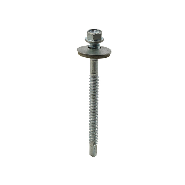 JCP Fixings Metalfix High Thread Self-Drilling Screws Light Section 19mm Washer Bright Zinc Plated - 5.5 x 100mm (Box of 100)