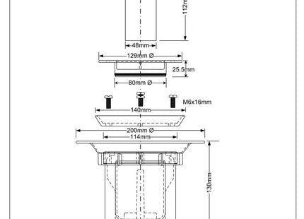 McAlpine TSG2SS 75mm Water Seal Trapped Gully, Clamp Ring and Cover Plate, 110mm or 2" Vertical Solvent Spigot Outlet