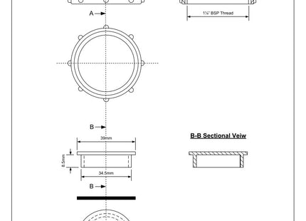 McAlpine S23 1¼" Blank Cap with nut for BSP threads