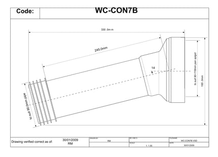 McAlpine WC-CON7B 14° Angle Adjustable Length Rigid WC Connector