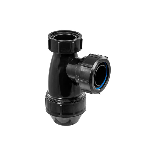 McAlpine E10-BL Black 1.25" Shallow Bottle Trap for Basins | Modern Bathroom Waste Trap | Space-Saving Design | Durable High-Quality Construction