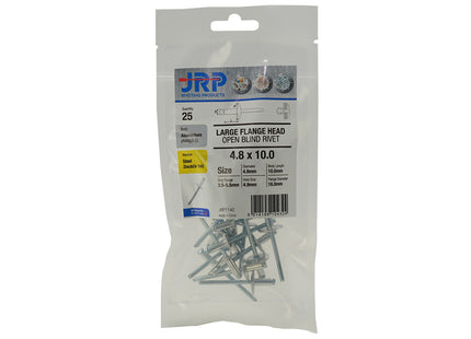 JRP Riveting Products 4.8 x 30mm Aluminium / Steel Extra Large Flange Head JRP Rivets (Box of 75)