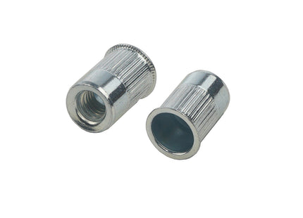 JRP Riveting Products M6 x 14.7 (0.7-4.2) Steel Reduced Head Round Us Knurled Body Open End JRP Rivet Nuts (Box of 500)