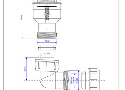 McAlpine TUNVALVE Tunvalve (Clear) with ¾" female thread for connection to WC overflow outlet x 19/23mm Universal Outlet