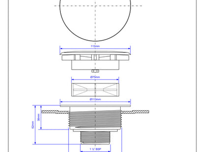 McAlpine SWHF5-WH High Flow Shower Waste: 110mm White Plastic Plain Cover Flange x 56mm Tail: Top Access: Backnut Model