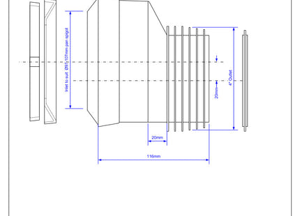 McAlpine MAC-4 97-107mm Inlet x 4"/110mm Outlet 20mm Offset MACFIT WC Connector